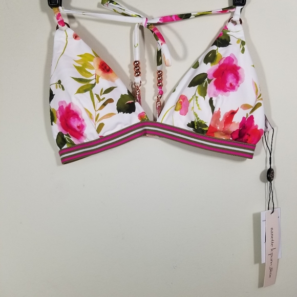 NANETTE LEPORE Silk Blossom-White Classic Swim Top and Bottom, Bathing Suit - Picture 11 of 16